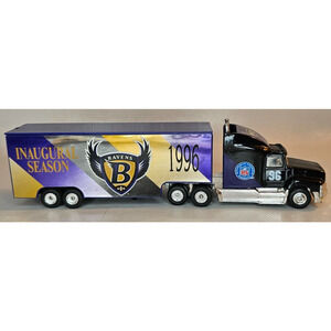 1996 Matchbox Ford Aeromax & Lowbed Trailer Baltimore Ravens Inaugural Season
